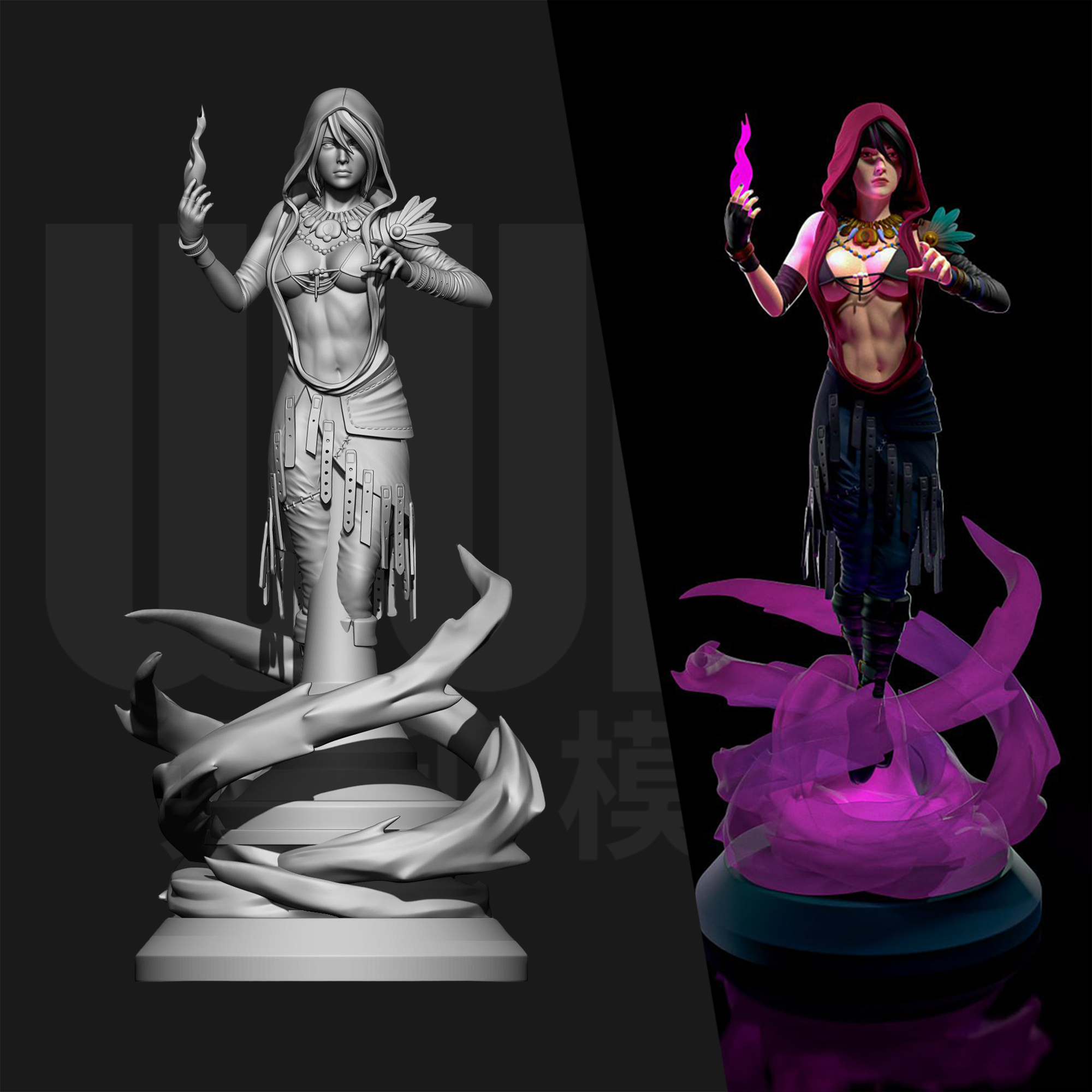 凯尔特神话 摩莉甘 1/24GK白模手办 18比例树脂3D打印模型 6539