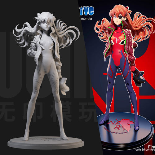 明日香 新福音战士EVA1/24白模GK手办 18比例兵人3D打印模型 1744