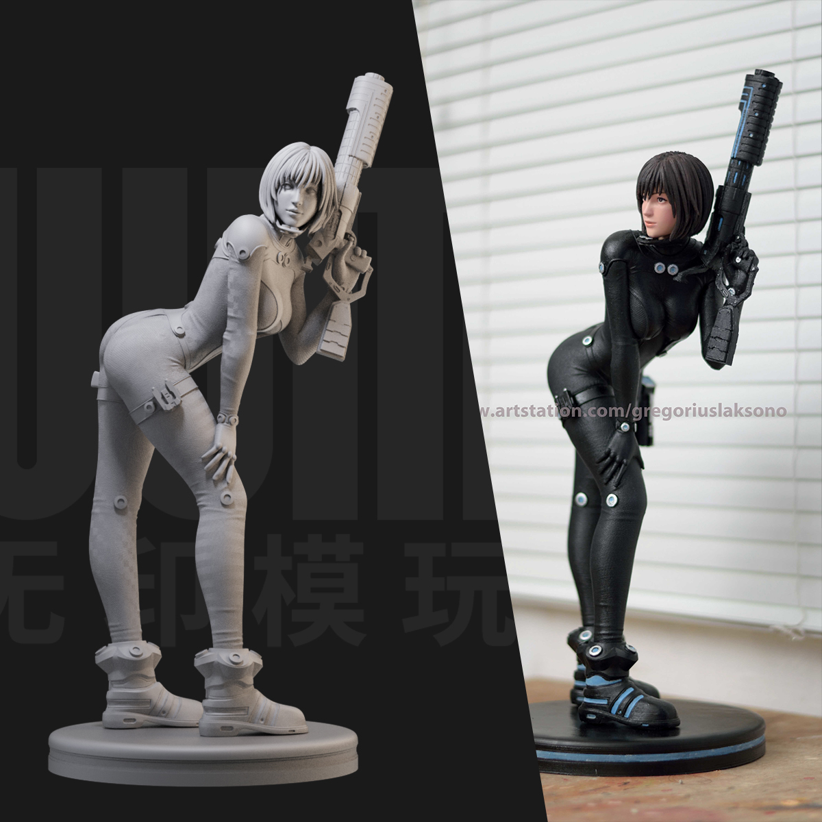 下平玲花 杀戮都市 1/24白模GK手办18比例兵人3D打印模型 1125