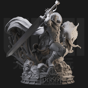 格斯和巴克 剑风传奇1/24白模GK手办 18比例兵人3D打印模型1886