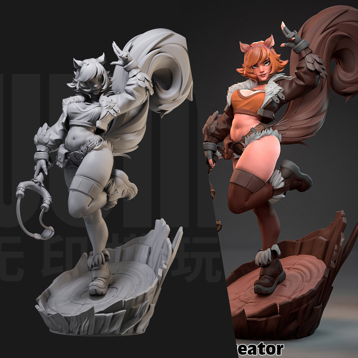 1/24 松鼠女孩 漫威 美漫 18比例GK白模手办3D打印兵人模型 5710