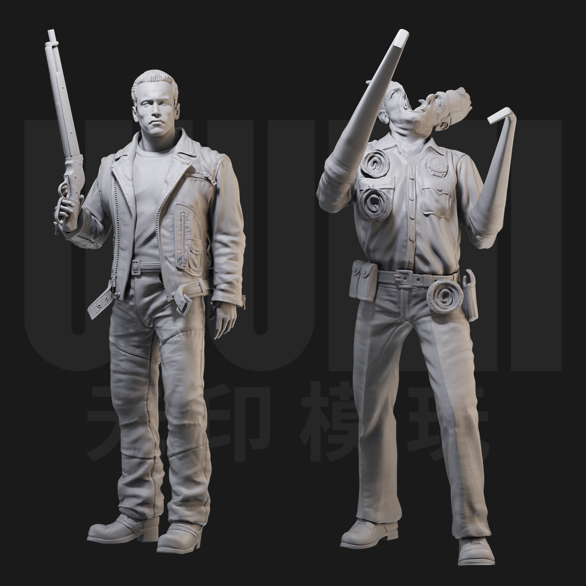 1/24 T800 T1000 终结者 18比例GK白模手办3D打印兵人模型 4073