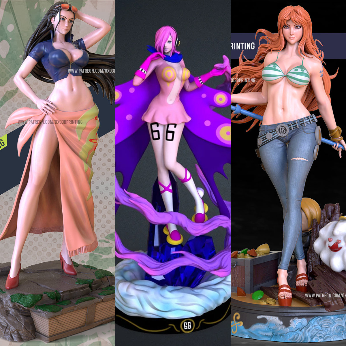 1/24罗宾 娜美 蕾玖海贼王18比例GK白模手办3D打印兵人模型 5115