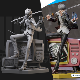 1/24鸣上悠 女神异闻录游戏18比例GK白模手办3D打印兵人模型 6023