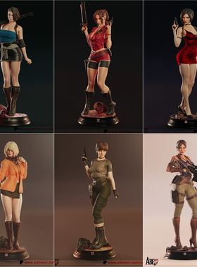 1/24吉尔 克莱尔 生化危机 18比例GK白模手办3D打印兵人模型 2935