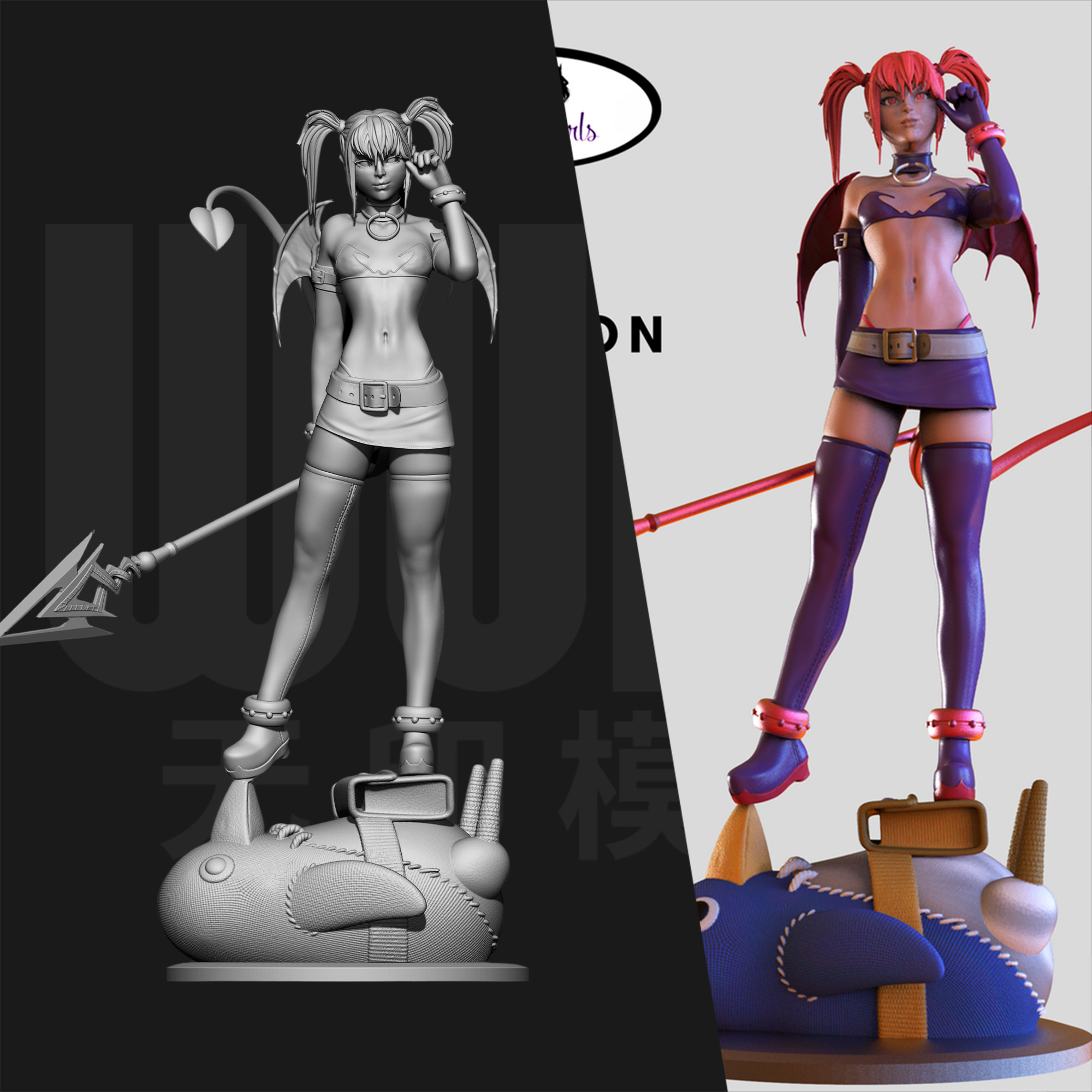 魔界战记 艾多娜 1/24GK 白模手办 18比例树脂3D打印模型 7555