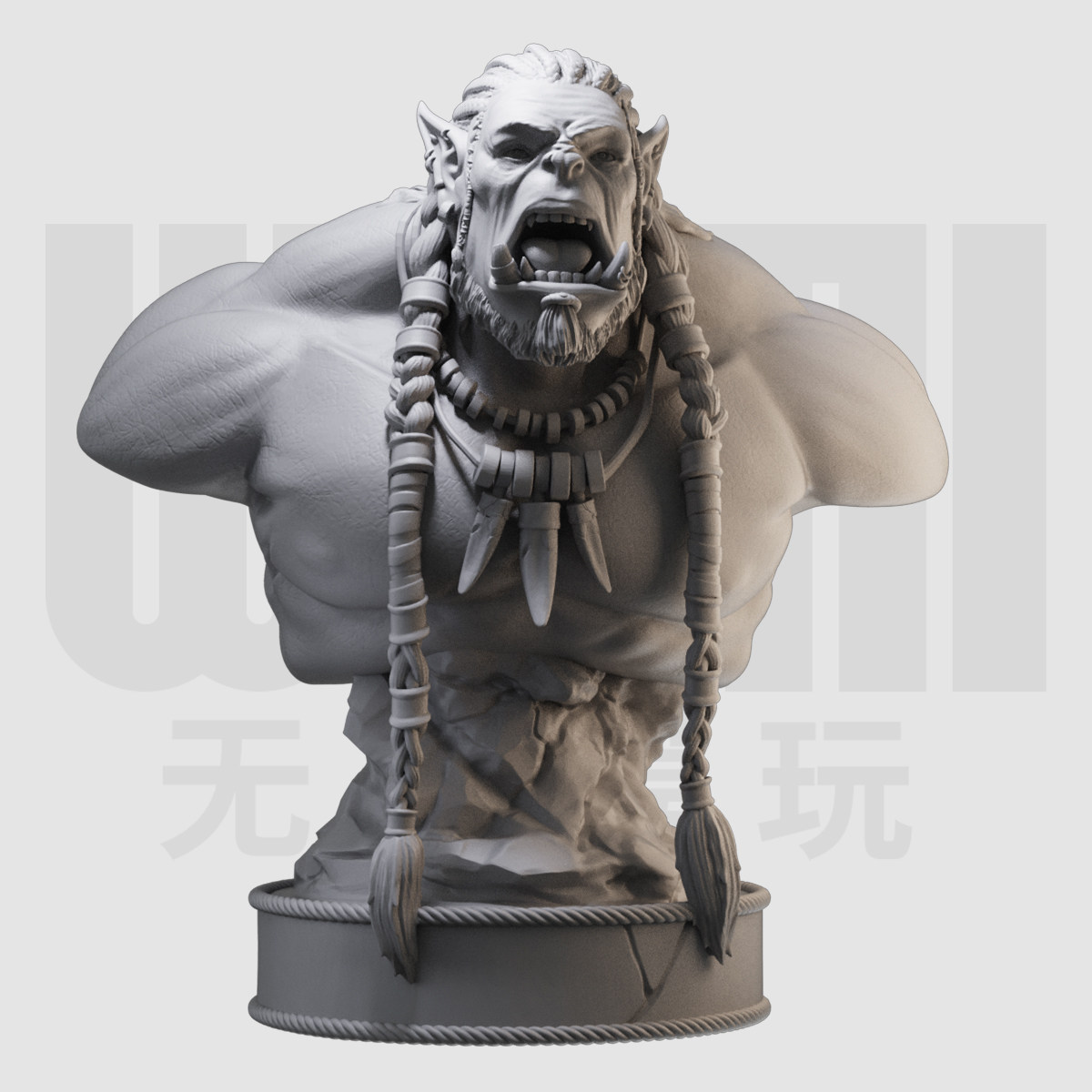 杜隆坦兽人胸像 魔兽世界 1/16树脂白模 10比例GK手办模型 349