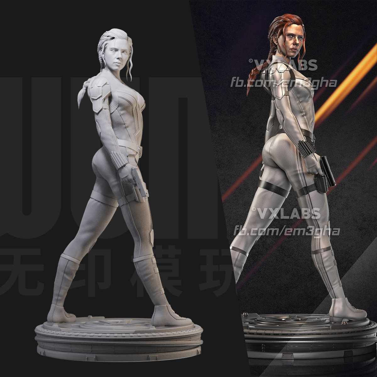 1/24 白衣黑寡妇 漫威 18比例GK白模手办 3D打印兵人模型 2022