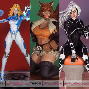 漫威漫画18比例GK白模手办3D打印兵人模型 隐形女 黑猫 5543