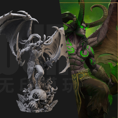 1/24 伊利丹 魔兽世界 游戏18比例GK白模手办3D打印兵人模型 5559