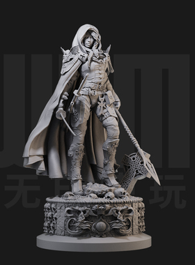 1/24 华丽骷髅女剑士 18比例GK白模手办3D打印兵人模型  3314