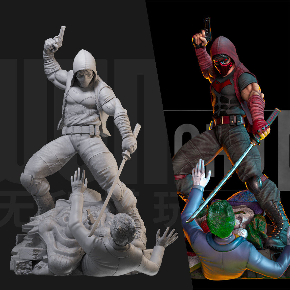 1/24红头罩复仇小丑 罗宾 18比例gk白模手办 3d打印兵人模型 2407