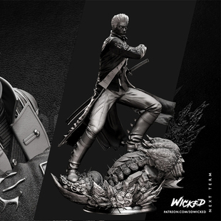 维吉尔 鬼泣男主 1/24白模GK手办 18比例兵人3D打印模型 1645