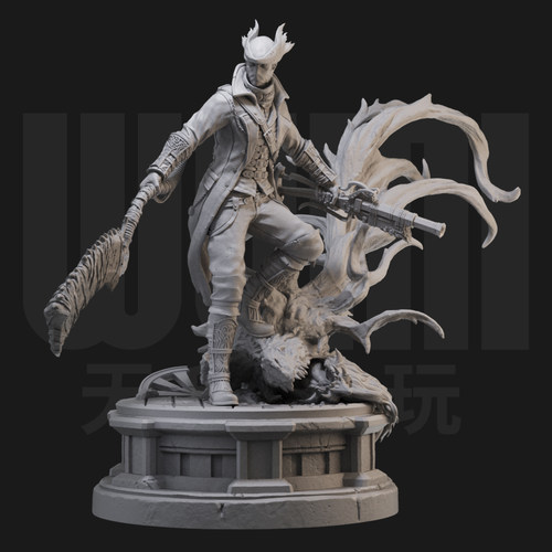血源诅咒 恶魔猎人 1/24白模GK手办18比例兵人3D打印模型 1023