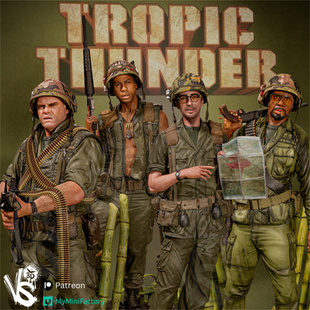 1/24热带惊雷电影主角 欧美18比例GK白模手办3D打印兵人模型 5198