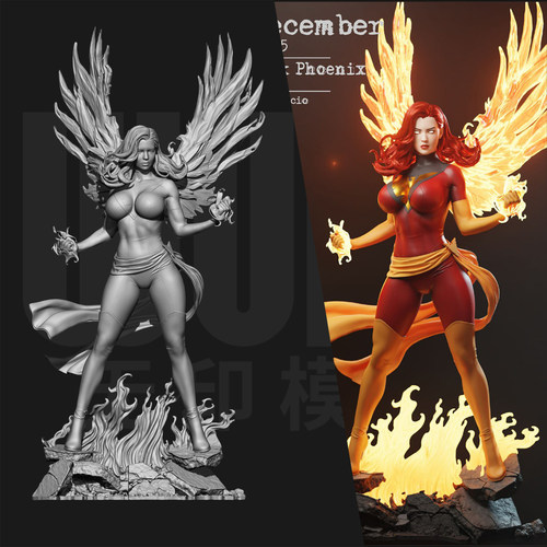 漫威 黑凤凰 黑皇后 1/24GK白模手办 18比例树脂3D打印模型 6604
