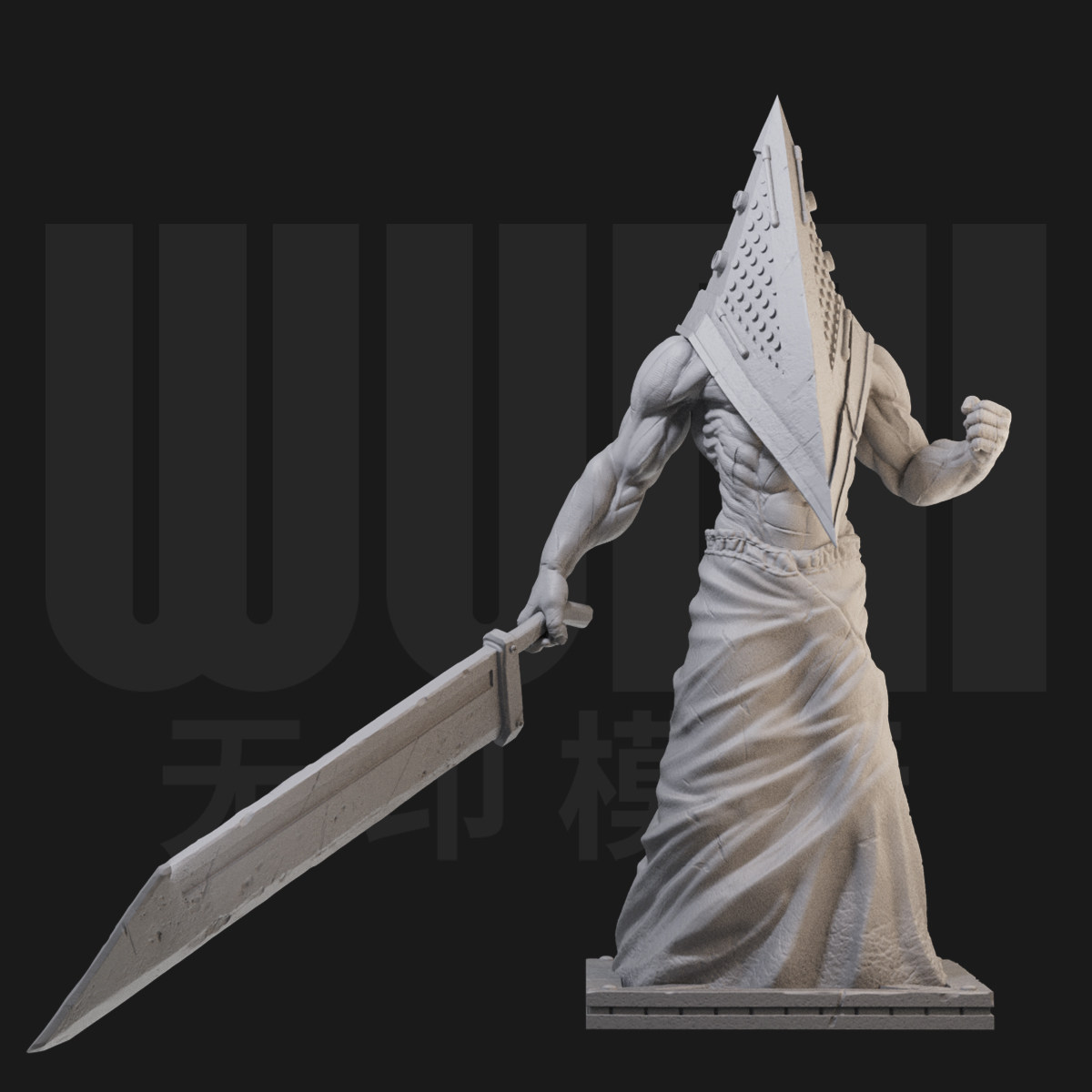 1/24 三角头 寂静岭怪物 18比例gk白模手办 3d打印兵人模型 2133