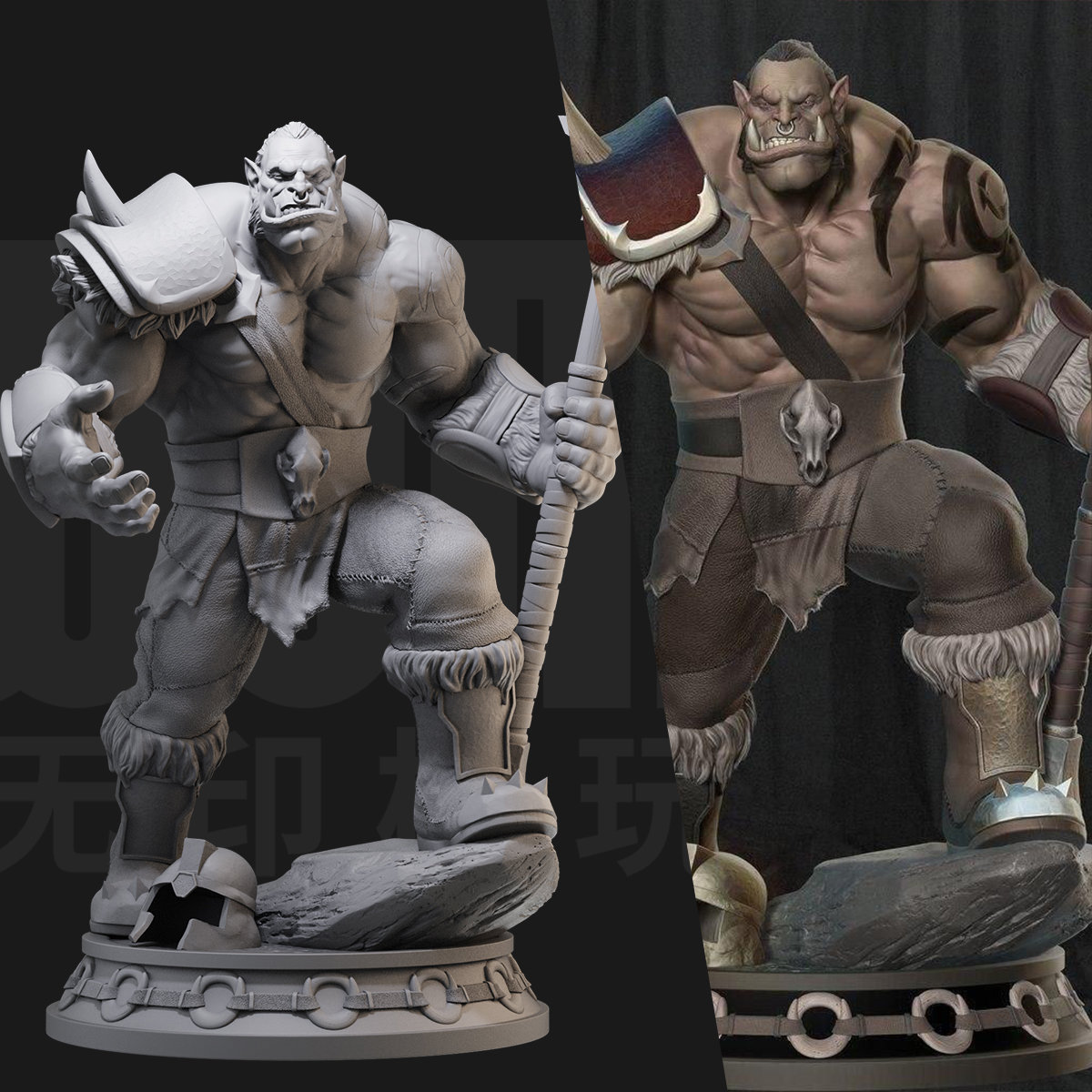 1/24 半兽人战士 DND 奇幻 18比例GK白模手办3D打印兵人模型 4052