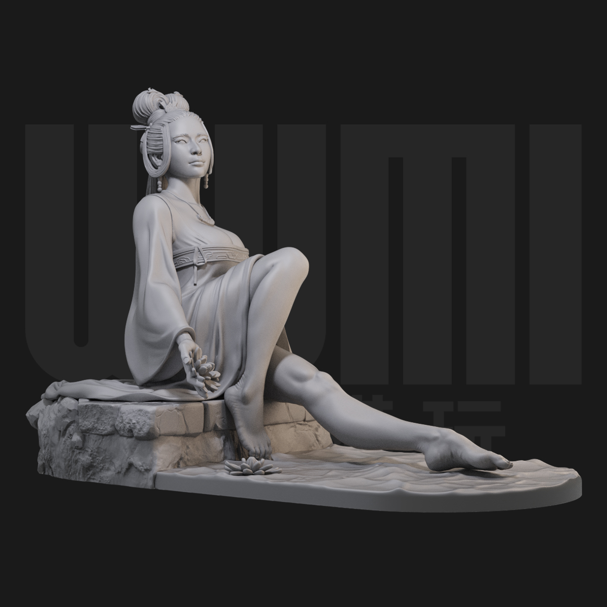 1/24 贵妃醉酒 唐风杨玉环 18比例GK白模手办 3D打印兵人模型2038