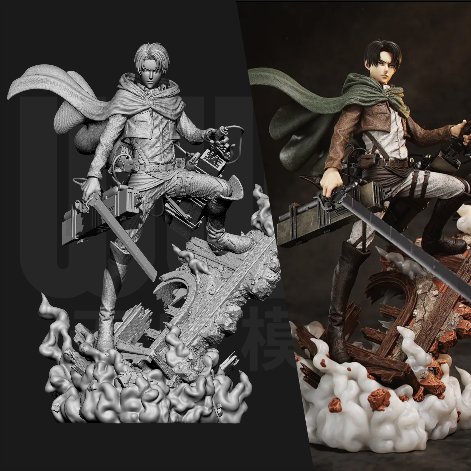 进击的巨人 利威尔  1/24GK白模手办 18比例树脂3D打印模型 6549