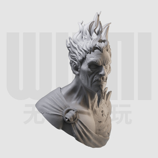 哈迪斯死神胸像 恶魔 1/16树脂白模 10比例GK手办模型 402