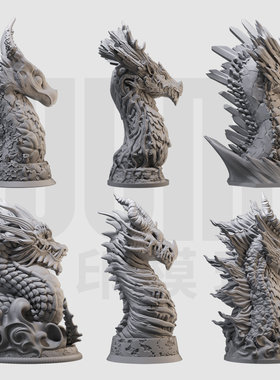 1/10 中国龙胸像 不死龙 红龙 花龙16比例GK树脂白模手办模型 485