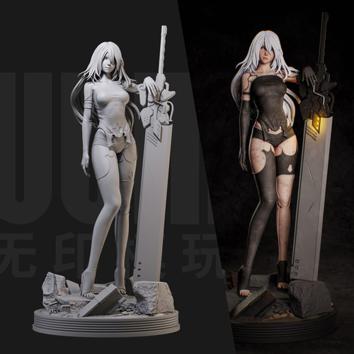 1/24 A2 尼尔机械纪元 游戏18比例GK白模手办3D打印兵人模型 5867