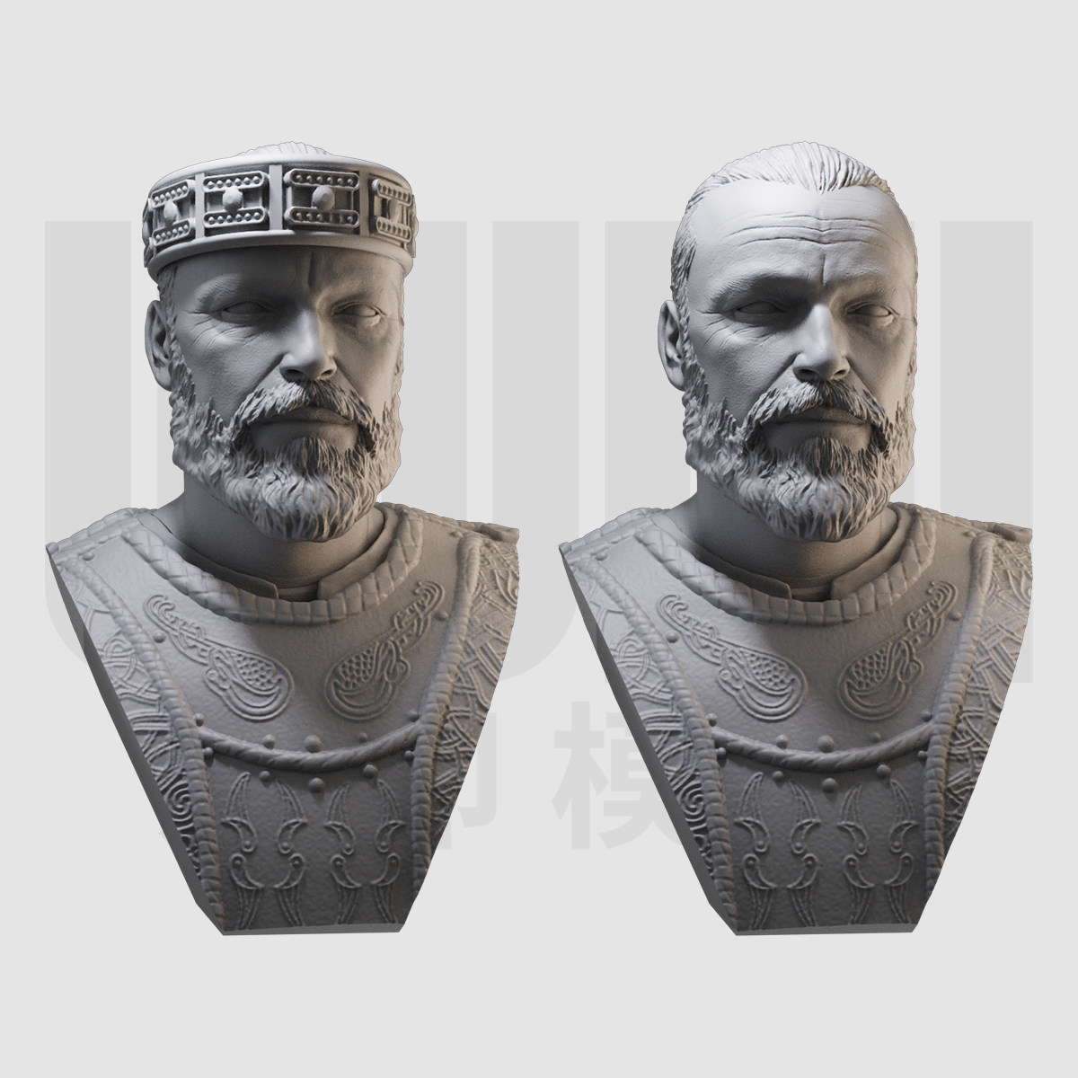 哈拉尔国王胸像 维京传奇 1/16树脂白模 10比例gk手办模型308