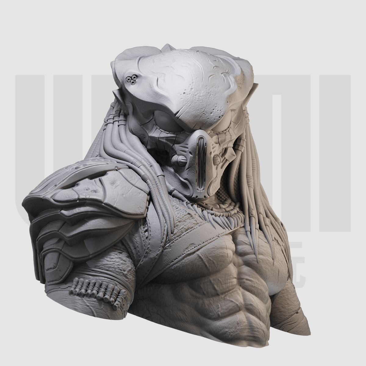 1/10 铁血战士 半身胸像 16比例gk白模3d打印树脂手办模型 846