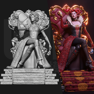 爱丽丝梦游仙境 红心女王 1/24GK白模手办 18比例树脂3D打印 7046