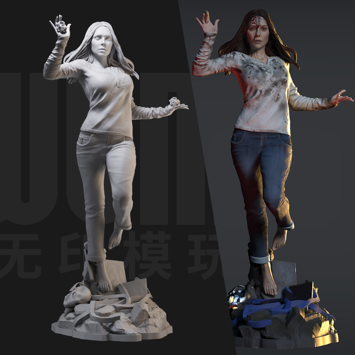 旺达 经典场景 漫威 1/24白模手办 18比例GK兵人3D打印模型 1566