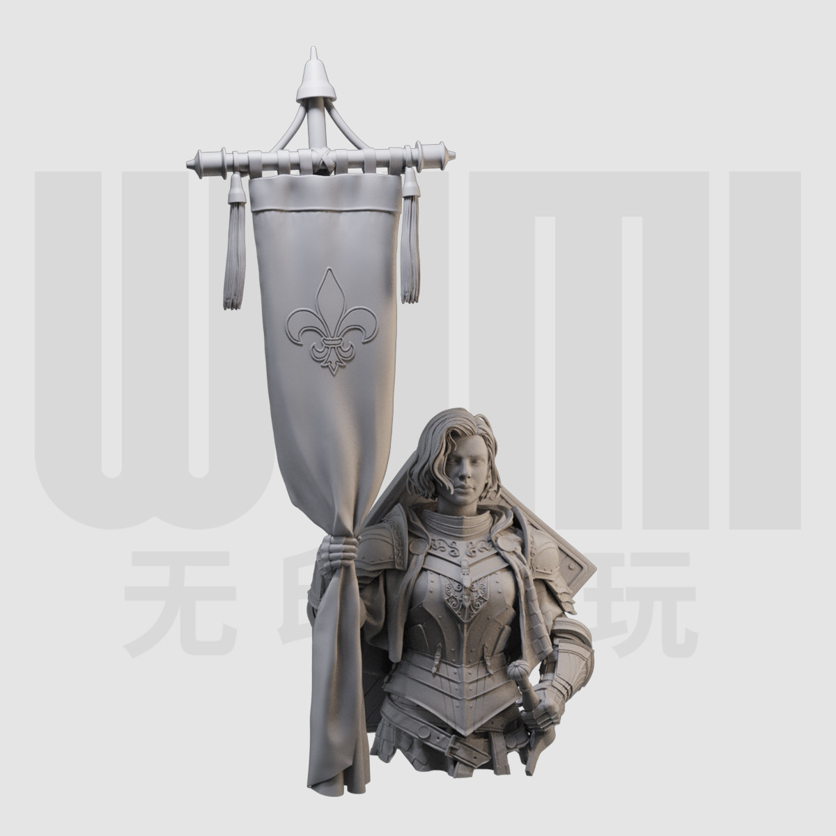 1/10 圣女贞德半身胸像 女骑士 16比例GK树脂白模手办模型 566