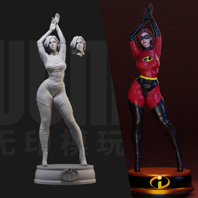 1/24 弹力女孩 超人总动员 18比例GK白模手办3D打印兵人模型 5781