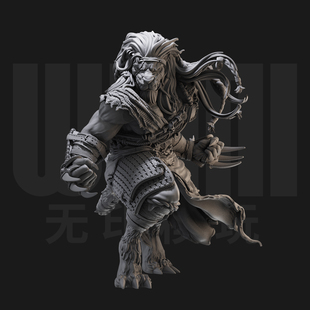 1/24 狮子武僧 兽人追捕者18比例GK白模手办3D打印兵人模型 3351