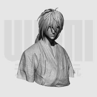 浪客剑心 绯村剑心 1/10胸像白模 16比例GK树脂白模手办模型 1748