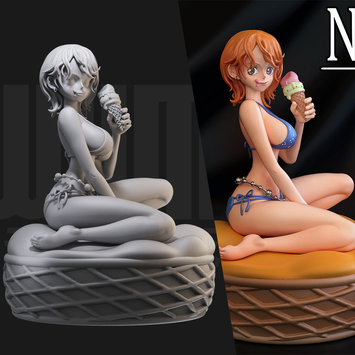 1/24 娜美 海贼王 美少女 18比例GK白模手办 3D打印兵人模型 2480