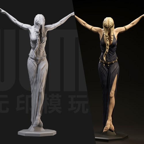 【艾登尔法环】玛莉卡 1/24白模GK手办18比例兵人3D打印模型 64