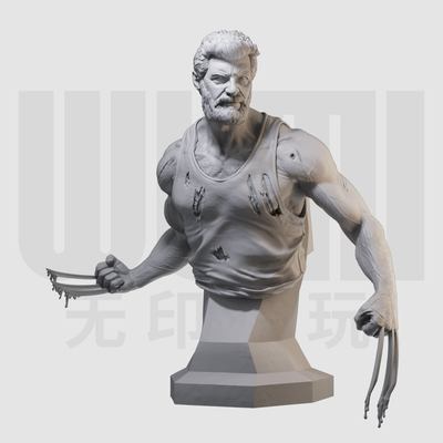 老年金刚狼胸像 殊死一站罗根 1/16树脂白模 10比例GK手办模型398