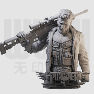 惩罚者半身像 真人版 漫威 1/16树脂白模 10比例GK手办模型 237