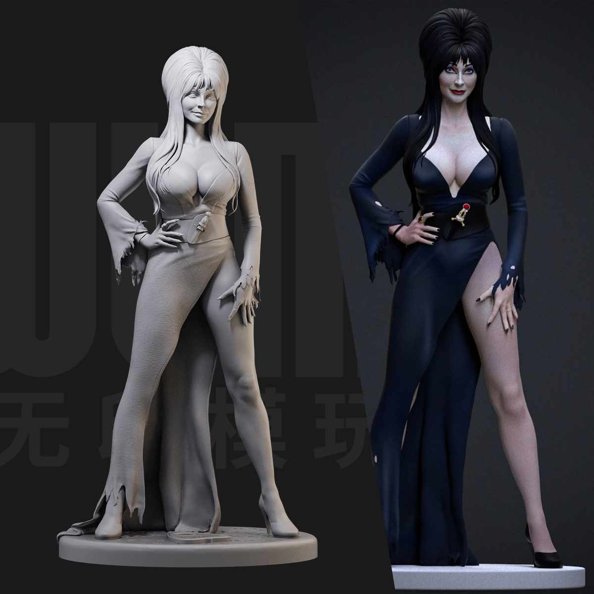1/24 艾薇拉 暗黑女王 美劇18比例GK白模手辦3D打印兵人模型 5516