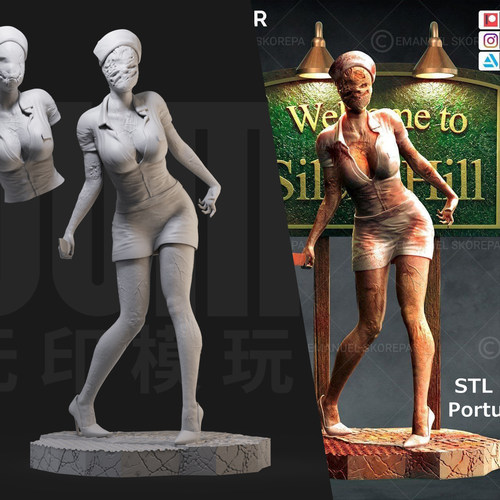 1/24 护士姐姐 寂静岭 游戏 18比例GK白模手办3D打印兵人模型 653