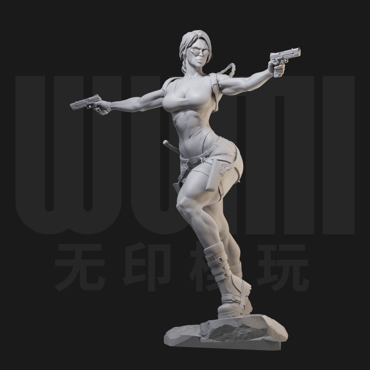 双枪劳拉 古墓丽影 1/24白模手办 35比例GK兵人3D打印模 966