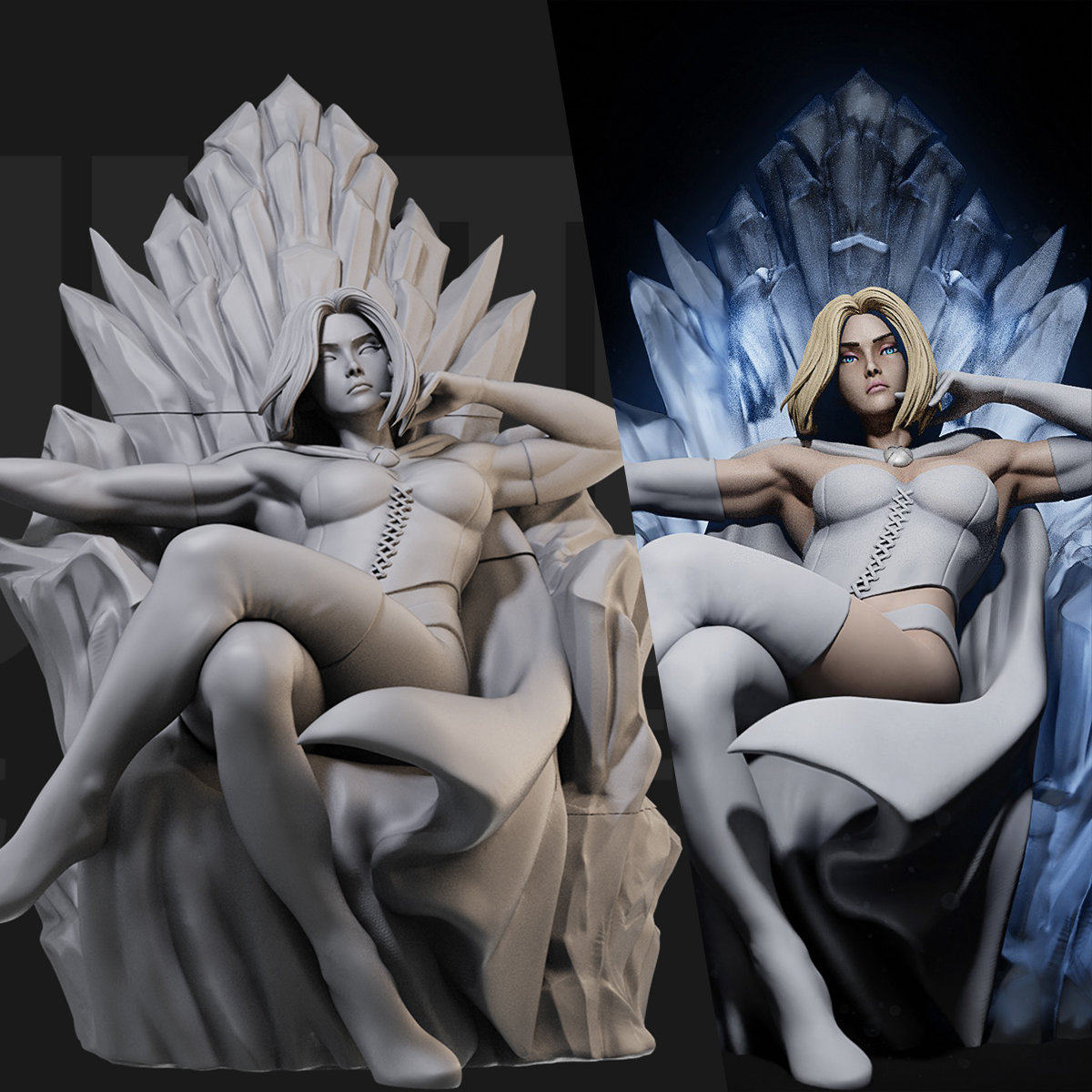 1/24 白皇后 X战警 漫威 18比例GK白模手办3D打印兵人模型 3909