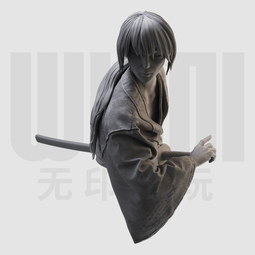 浪客剑心胸像 日漫经典角色 1/16树脂白模 10比例GK手办模型 364