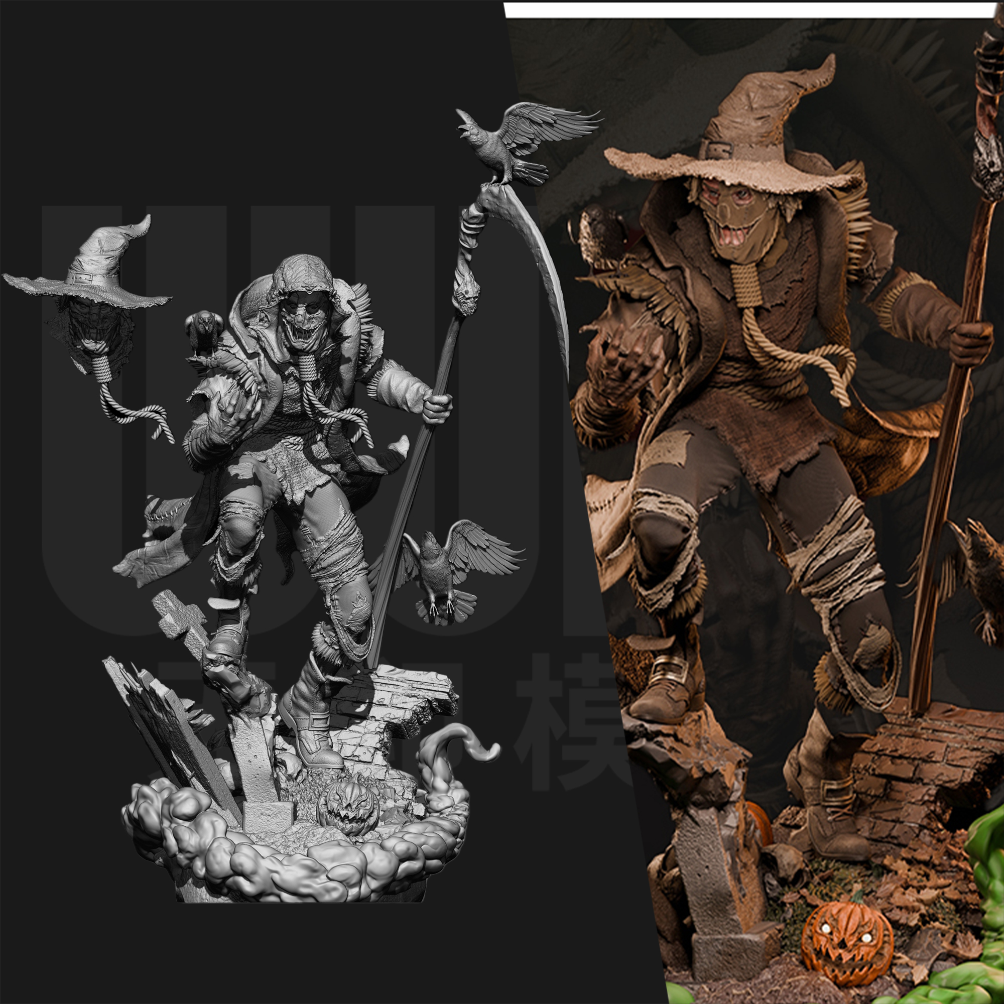 稻草人 DC蝙蝠侠反派 1/24GK白模手办 18比例树脂3D打印模型 6536