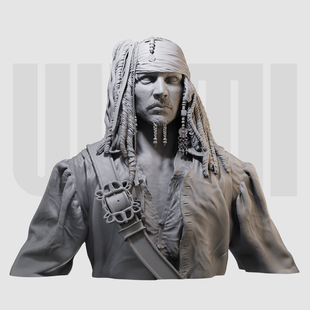 1/10杰克船长加勒比海盗 胸像16比例GK白模3D打印树脂手办模型876