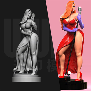 兔子罗杰 杰西卡 1/24GK白模手办 18比例树脂3D打印模型  6648