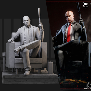 1/24 杀手47 杀手 游戏 18比例GK白模手办3D打印兵人模型 5920