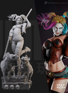 1/24 哈莉奎茵 小丑女DC 18比例GK白模手办 3D打印兵人模型 2911