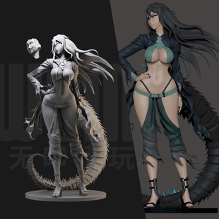 1/24 拟人哥斯拉 日式少女 18比例GK白模手办3D打印兵人模型 4258